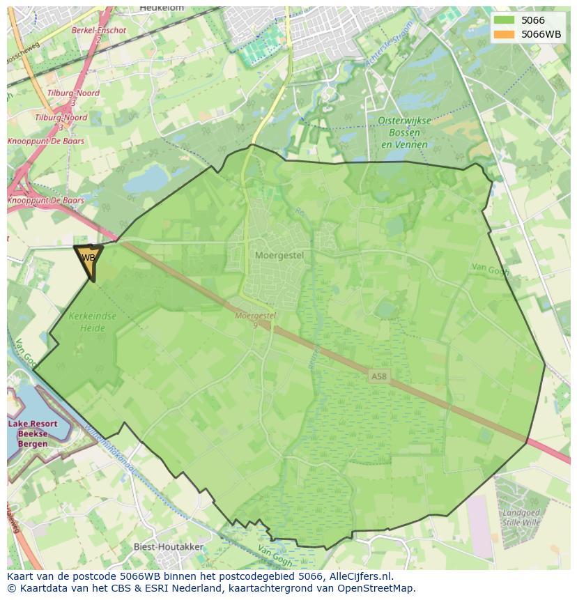 Afbeelding van het postcodegebied 5066 WB op de kaart.