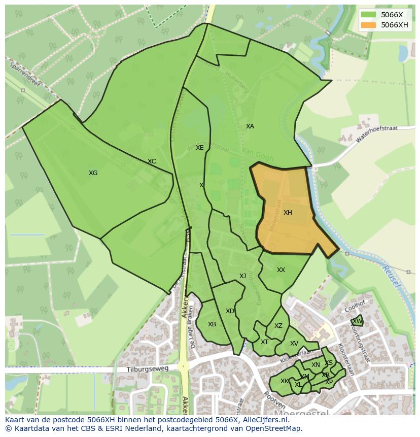 Afbeelding van het postcodegebied 5066 XH op de kaart.