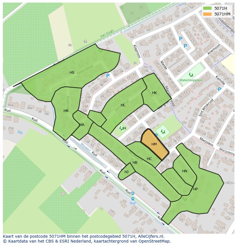 Afbeelding van het postcodegebied 5071 HM op de kaart.