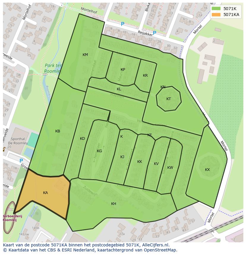 Afbeelding van het postcodegebied 5071 KA op de kaart.