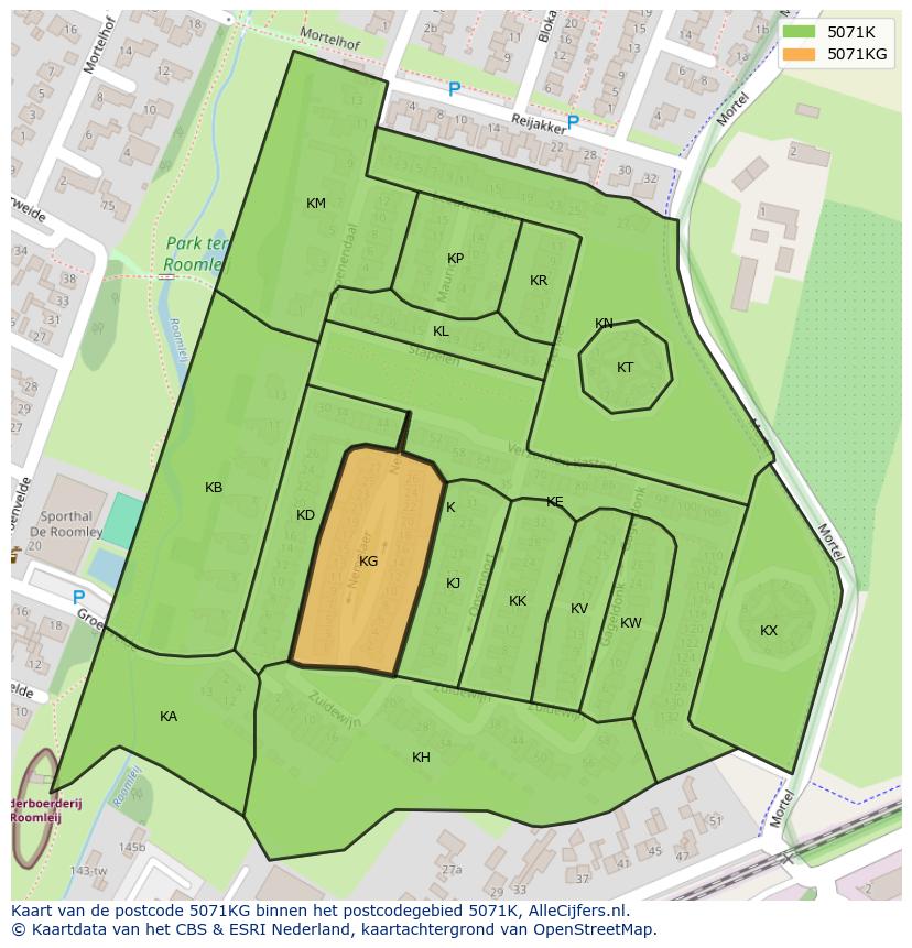 Afbeelding van het postcodegebied 5071 KG op de kaart.