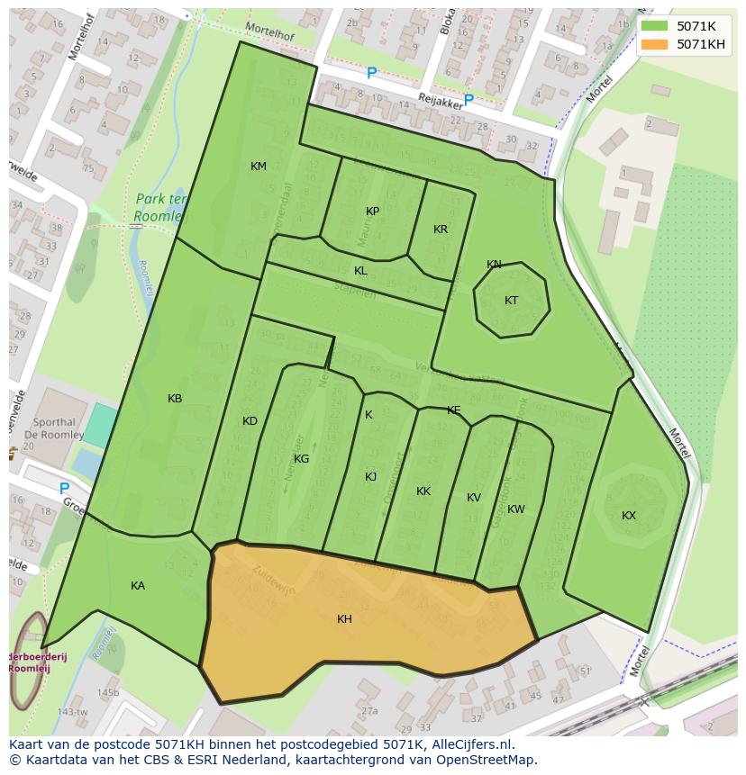 Afbeelding van het postcodegebied 5071 KH op de kaart.