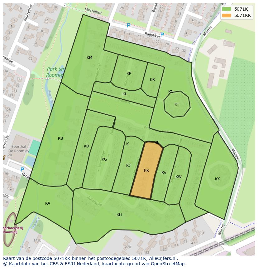 Afbeelding van het postcodegebied 5071 KK op de kaart.