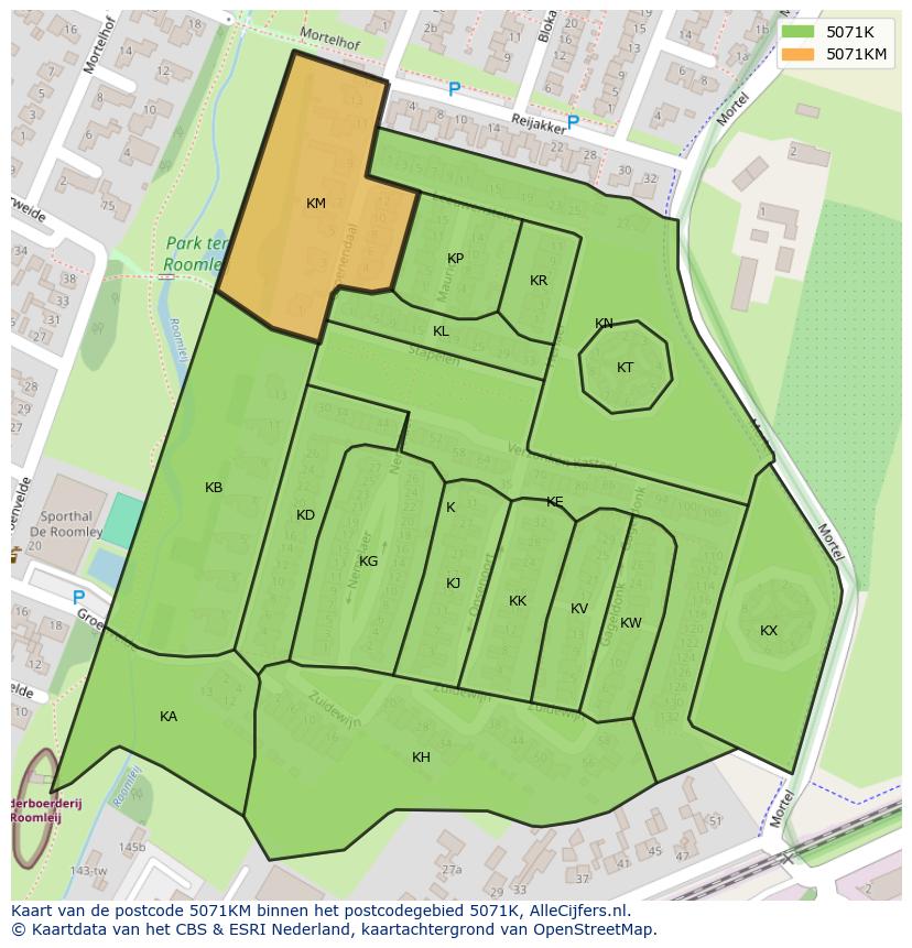 Afbeelding van het postcodegebied 5071 KM op de kaart.