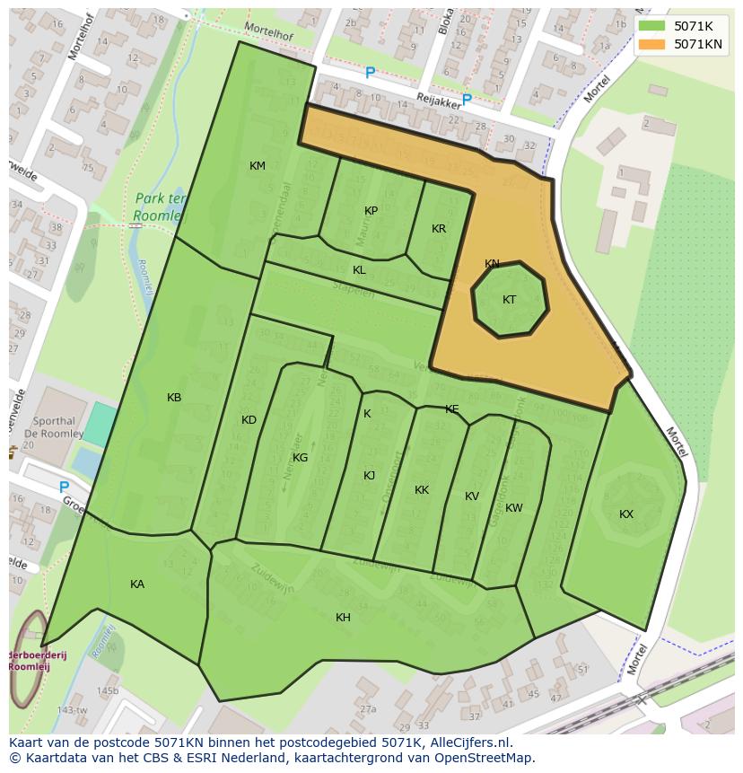 Afbeelding van het postcodegebied 5071 KN op de kaart.