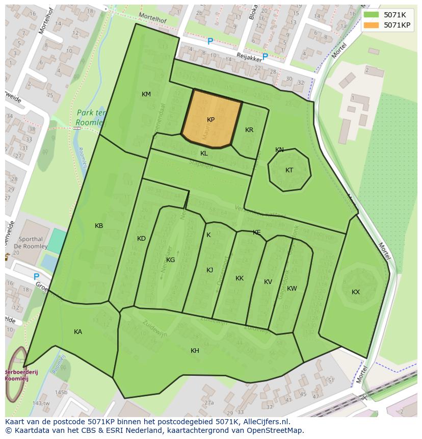 Afbeelding van het postcodegebied 5071 KP op de kaart.