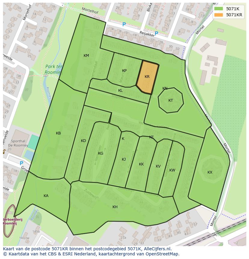 Afbeelding van het postcodegebied 5071 KR op de kaart.