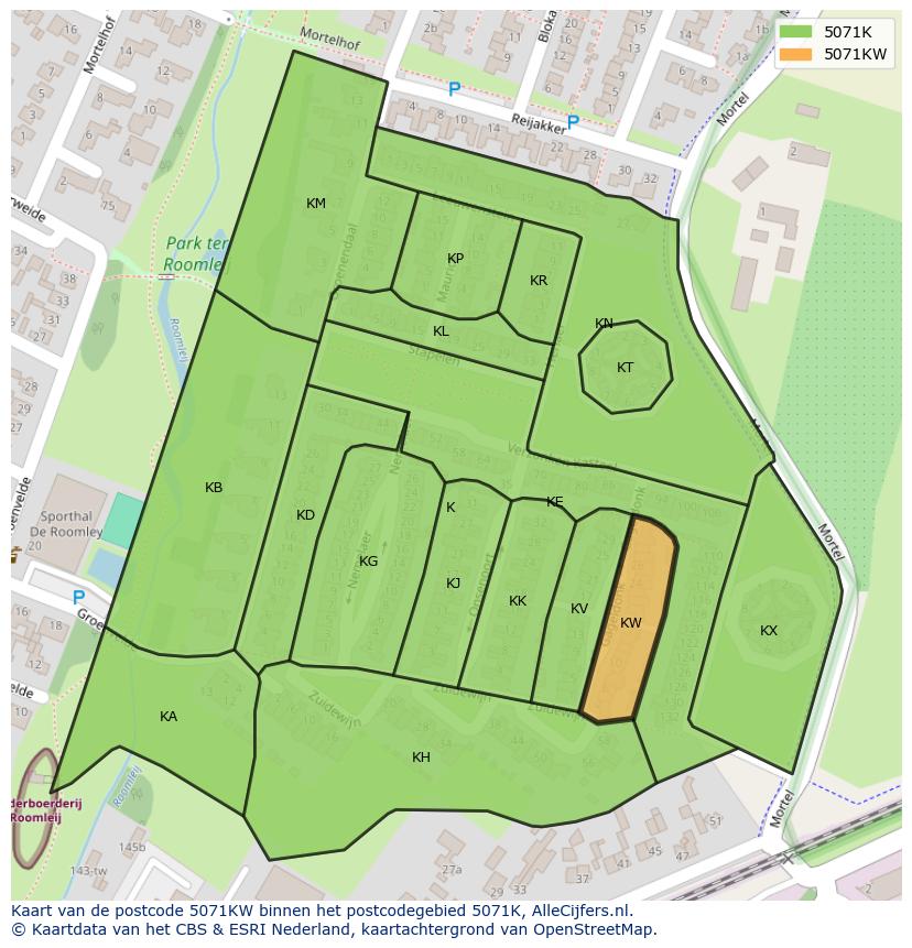 Afbeelding van het postcodegebied 5071 KW op de kaart.