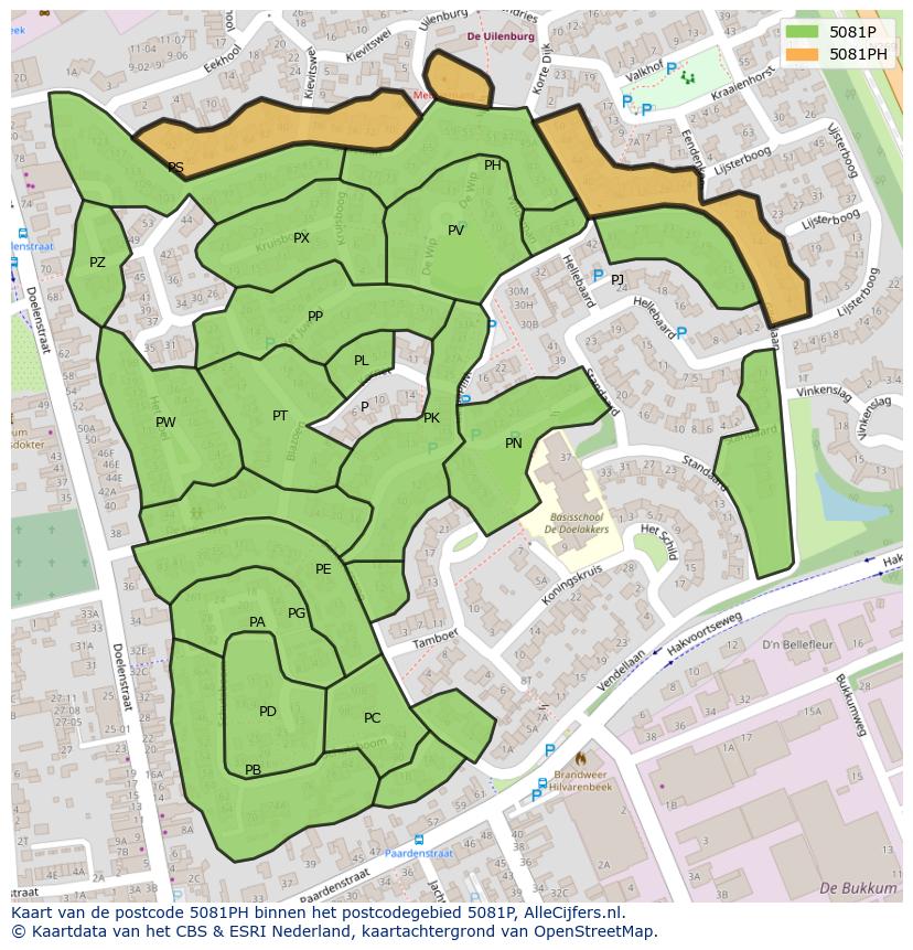 Afbeelding van het postcodegebied 5081 PH op de kaart.