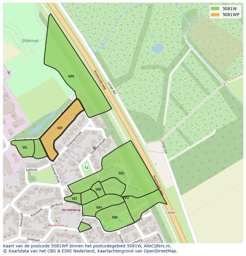 Afbeelding van het postcodegebied 5081 WP op de kaart.