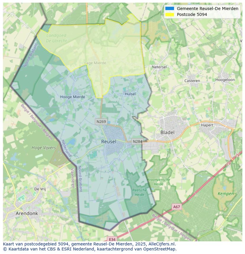 Afbeelding van het postcodegebied 5094 op de kaart.