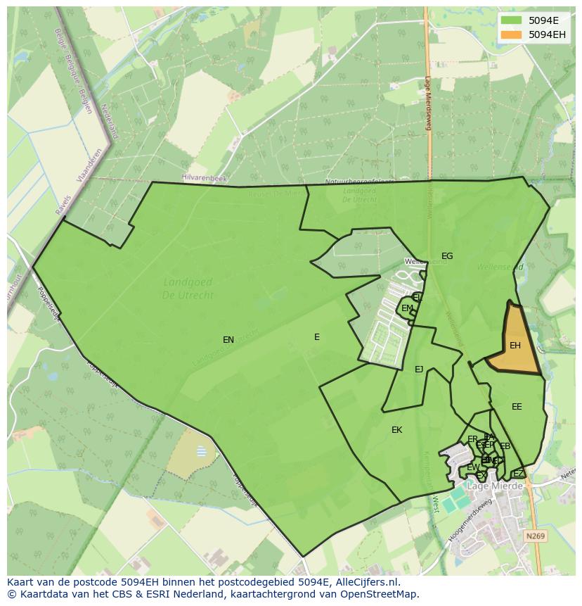 Afbeelding van het postcodegebied 5094 EH op de kaart.