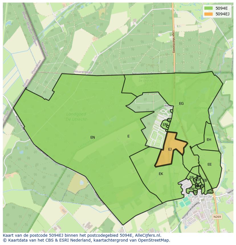 Afbeelding van het postcodegebied 5094 EJ op de kaart.