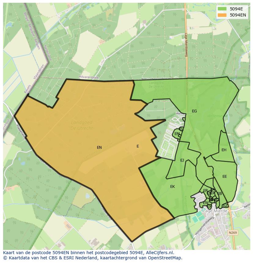 Afbeelding van het postcodegebied 5094 EN op de kaart.