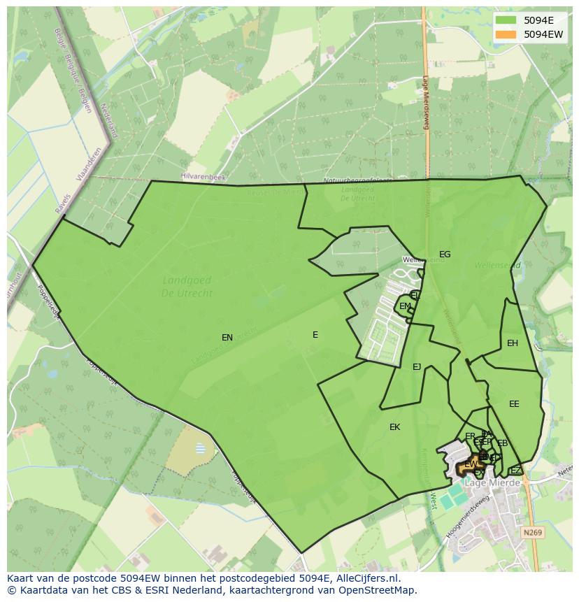 Afbeelding van het postcodegebied 5094 EW op de kaart.
