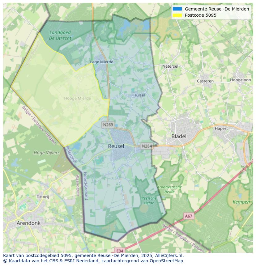 Afbeelding van het postcodegebied 5095 op de kaart.