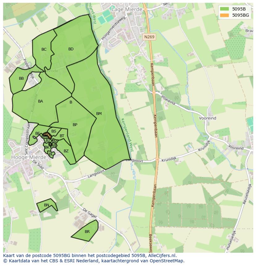 Afbeelding van het postcodegebied 5095 BG op de kaart.