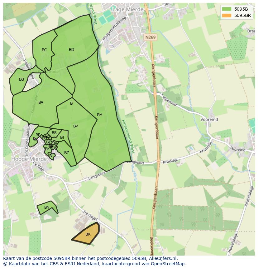Afbeelding van het postcodegebied 5095 BR op de kaart.