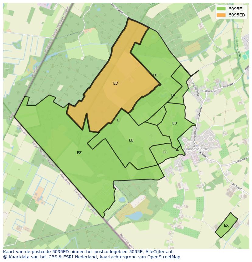 Afbeelding van het postcodegebied 5095 ED op de kaart.