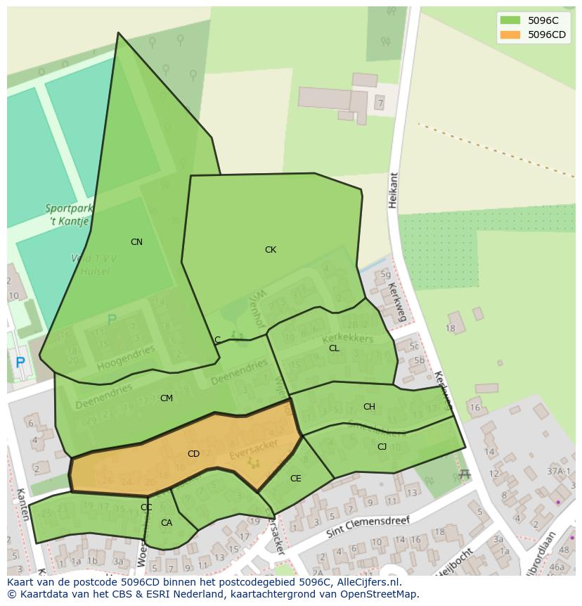 Afbeelding van het postcodegebied 5096 CD op de kaart.