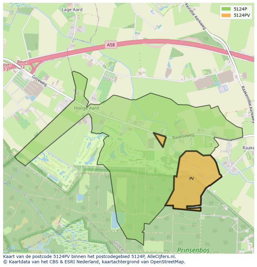 Afbeelding van het postcodegebied 5124 PV op de kaart.
