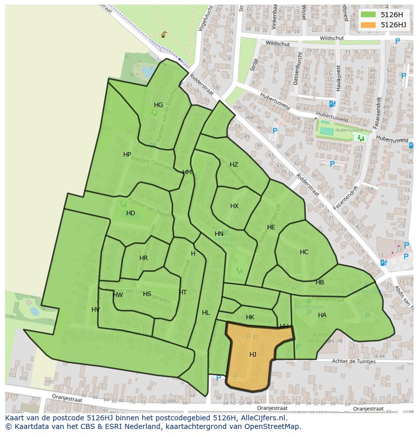Afbeelding van het postcodegebied 5126 HJ op de kaart.