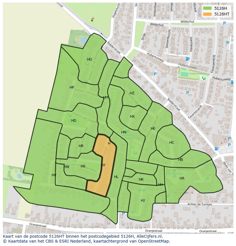 Afbeelding van het postcodegebied 5126 HT op de kaart.