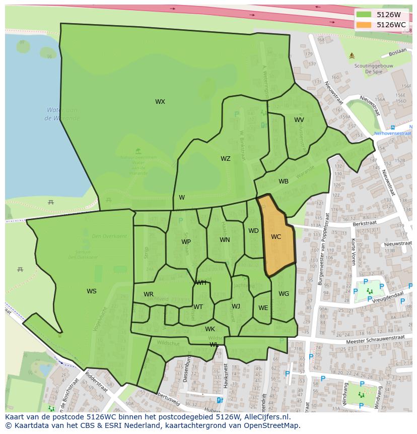 Afbeelding van het postcodegebied 5126 WC op de kaart.