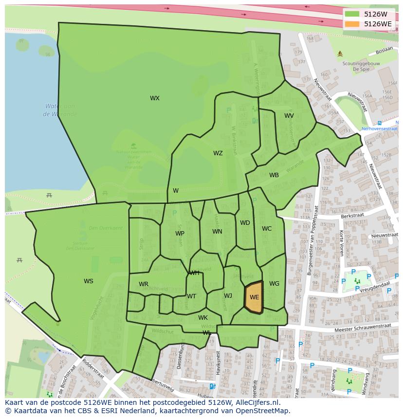 Afbeelding van het postcodegebied 5126 WE op de kaart.
