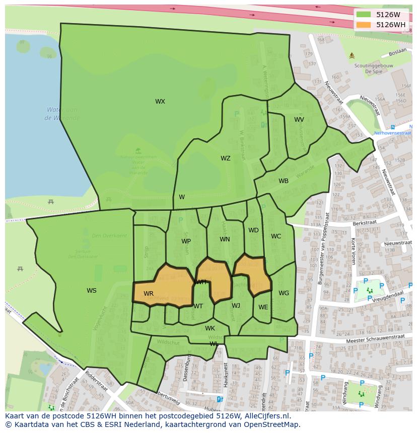Afbeelding van het postcodegebied 5126 WH op de kaart.