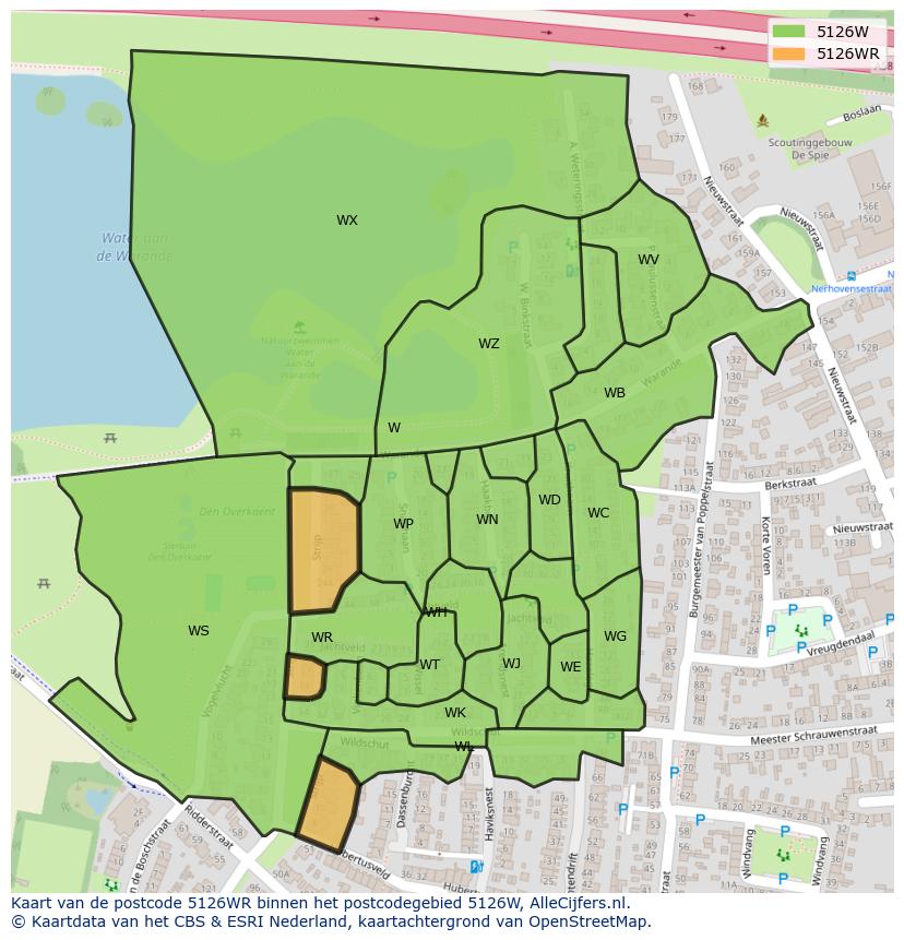 Afbeelding van het postcodegebied 5126 WR op de kaart.