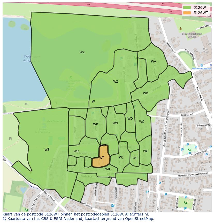 Afbeelding van het postcodegebied 5126 WT op de kaart.