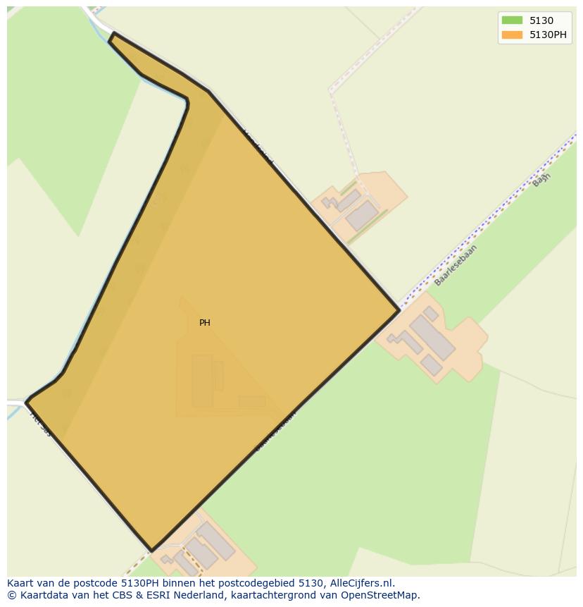 Afbeelding van het postcodegebied 5130 PH op de kaart.
