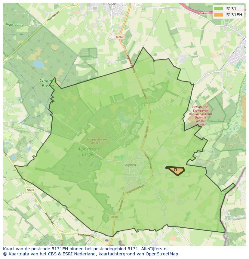 Afbeelding van het postcodegebied 5131 EH op de kaart.
