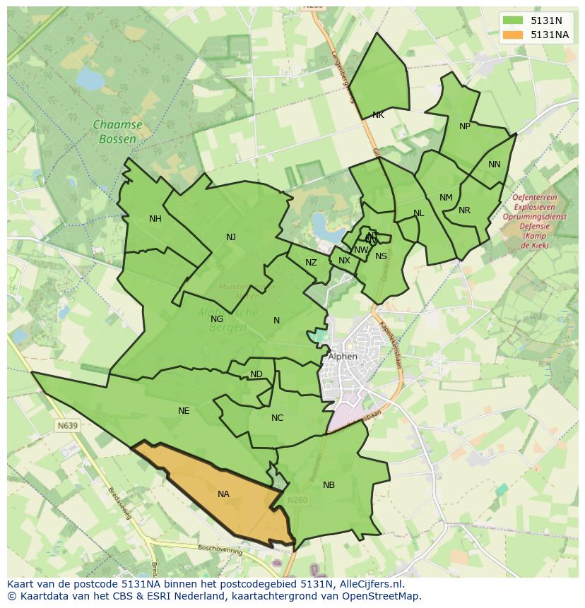 Afbeelding van het postcodegebied 5131 NA op de kaart.