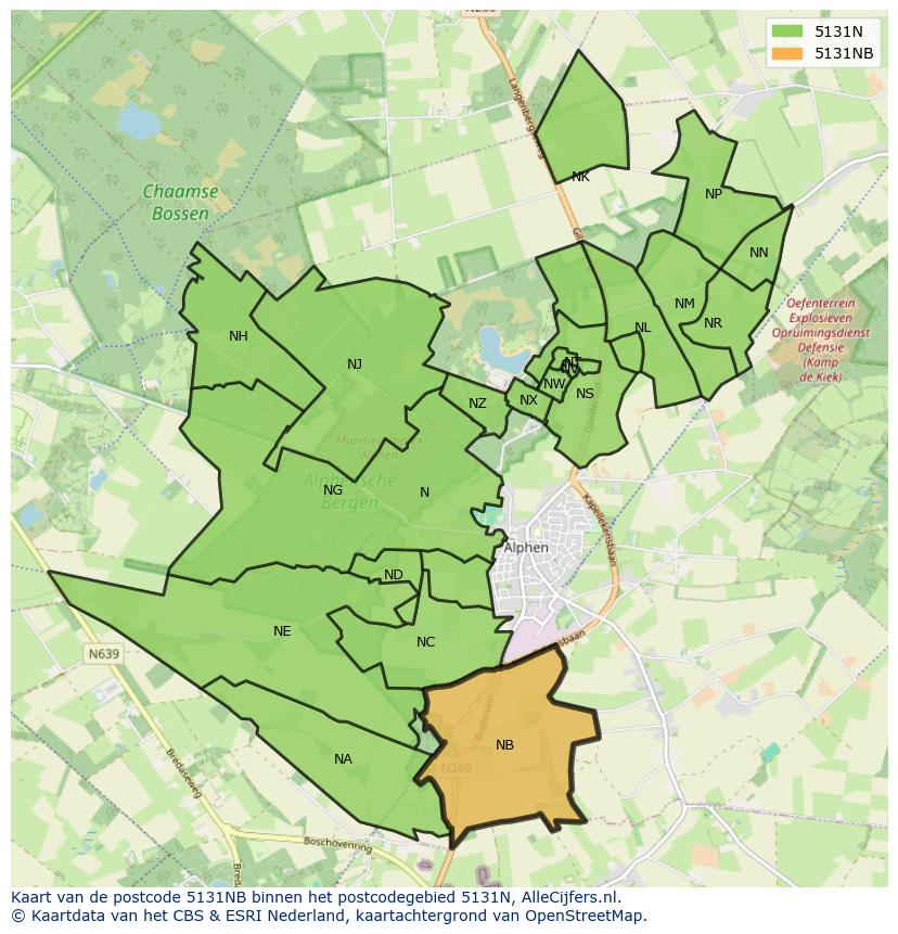 Afbeelding van het postcodegebied 5131 NB op de kaart.