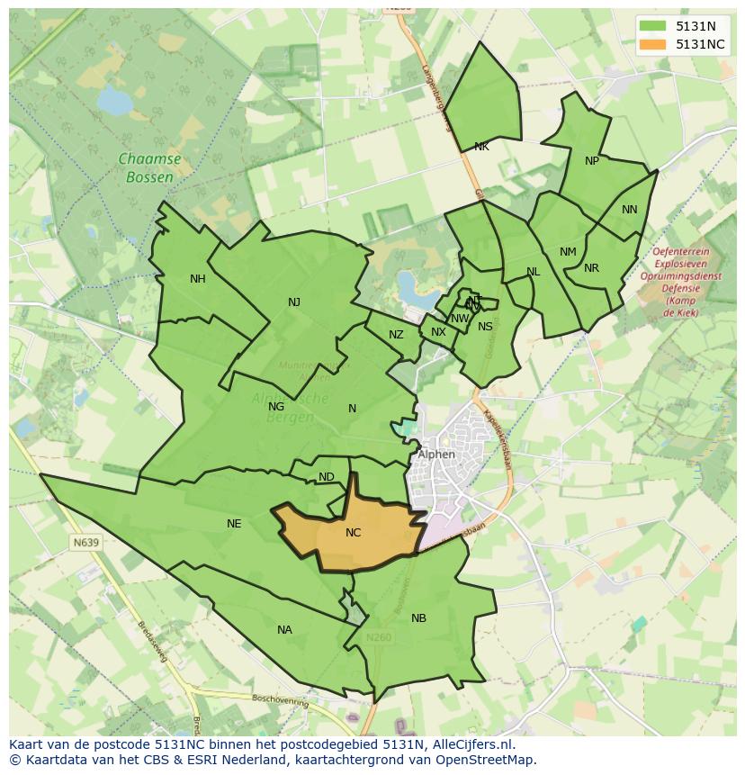 Afbeelding van het postcodegebied 5131 NC op de kaart.