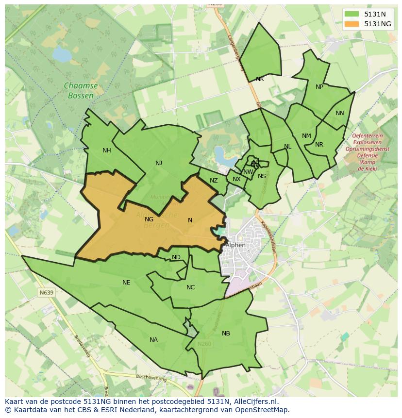 Afbeelding van het postcodegebied 5131 NG op de kaart.