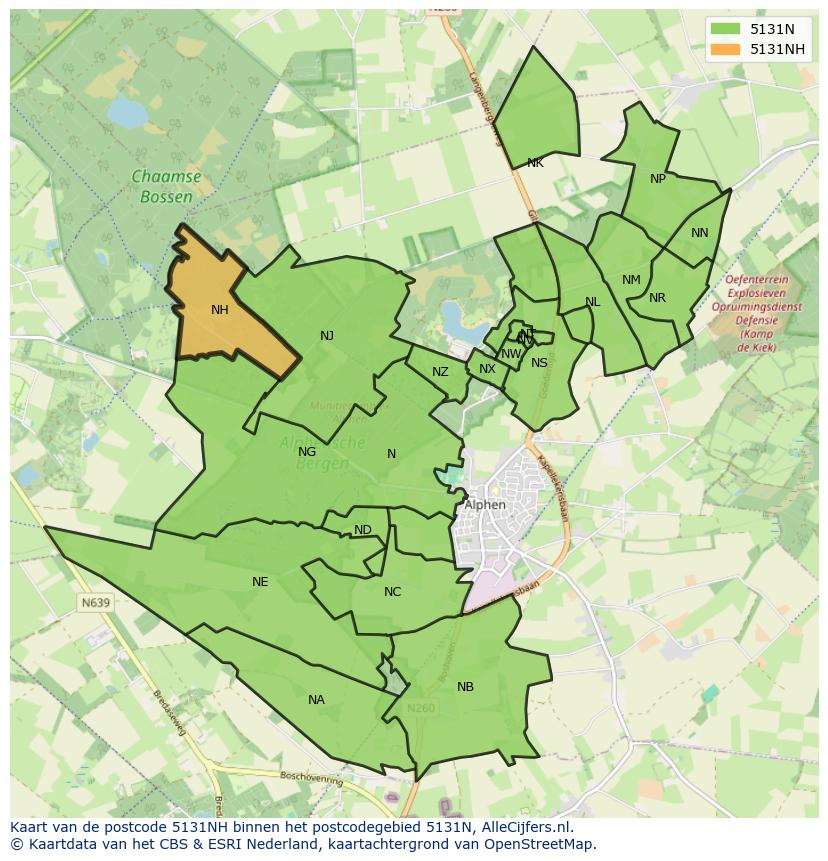 Afbeelding van het postcodegebied 5131 NH op de kaart.