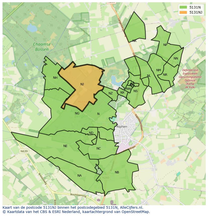 Afbeelding van het postcodegebied 5131 NJ op de kaart.