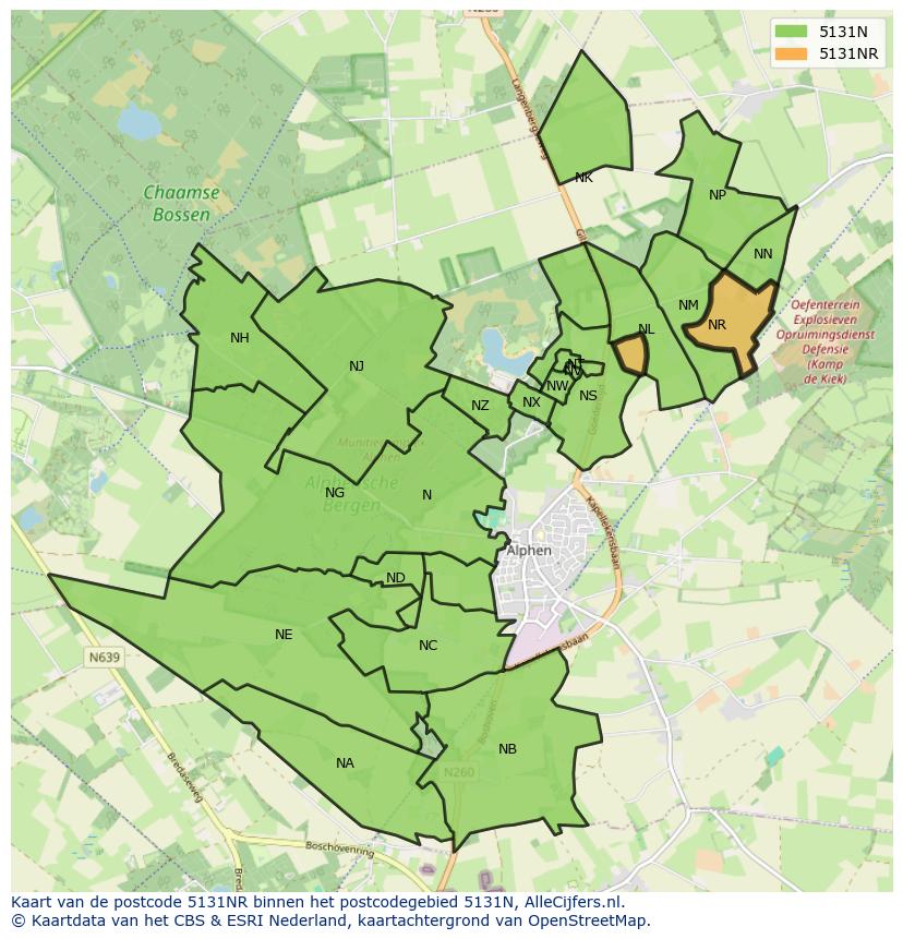 Afbeelding van het postcodegebied 5131 NR op de kaart.