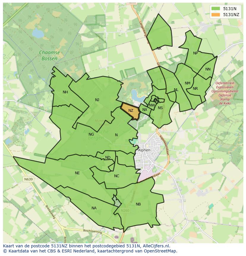 Afbeelding van het postcodegebied 5131 NZ op de kaart.