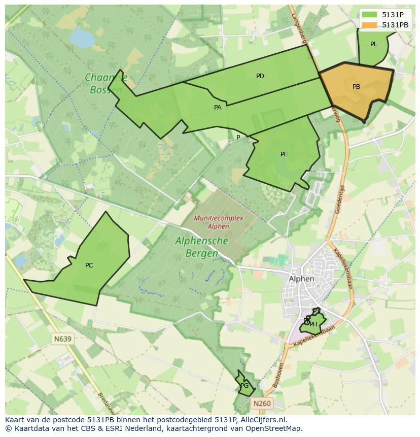 Afbeelding van het postcodegebied 5131 PB op de kaart.