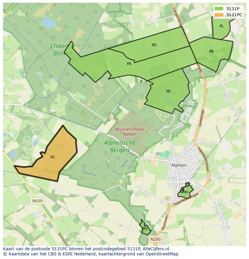 Afbeelding van het postcodegebied 5131 PC op de kaart.