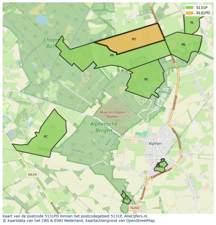 Afbeelding van het postcodegebied 5131 PD op de kaart.