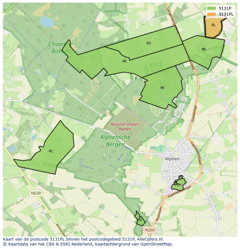 Afbeelding van het postcodegebied 5131 PL op de kaart.