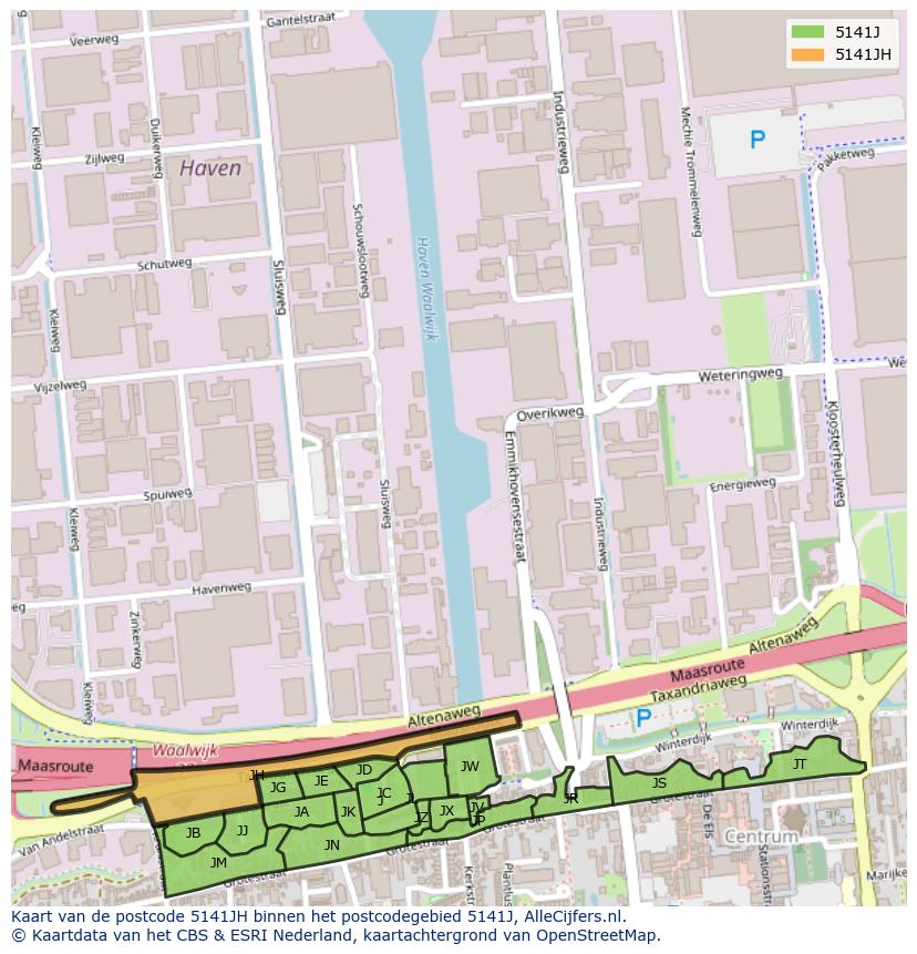 Afbeelding van het postcodegebied 5141 JH op de kaart.