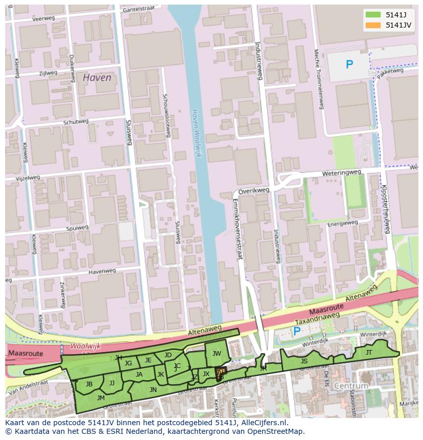 Afbeelding van het postcodegebied 5141 JV op de kaart.