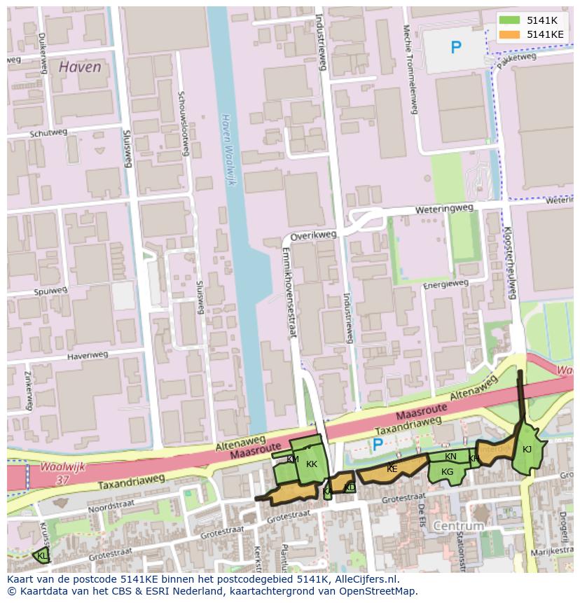 Afbeelding van het postcodegebied 5141 KE op de kaart.