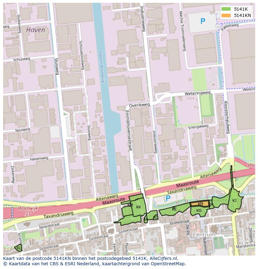 Afbeelding van het postcodegebied 5141 KN op de kaart.